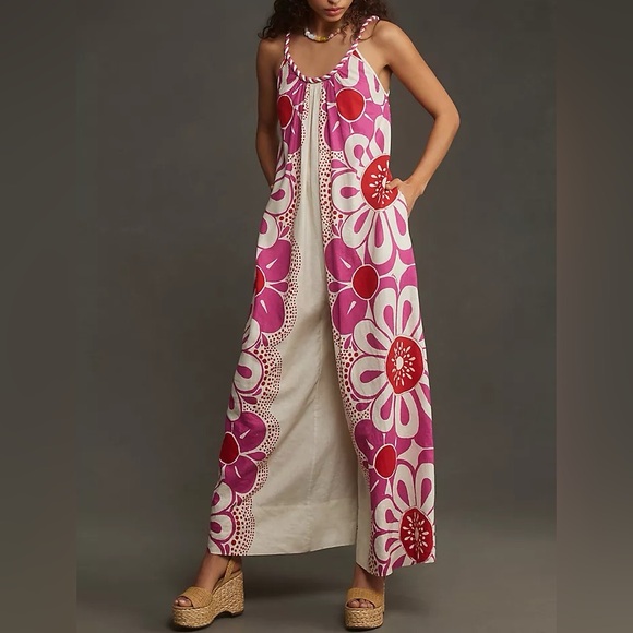 FARM Rio Pants - FARM Rio Pink & Red Floral Wide-Leg Jumpsuit
